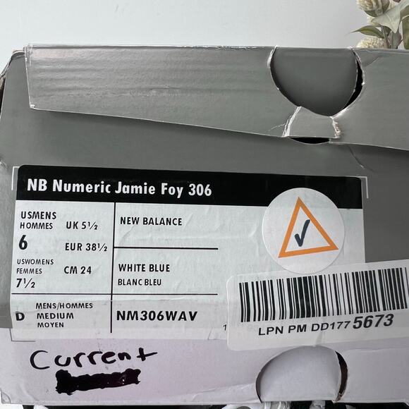 New Balance Numeric Jamie Foy 306 Sneakers White NM306WAV Men's 6/Women 7.5 NWB - Picture 10 of 10